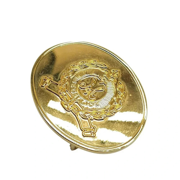 Textured Medallion Initial M Belt Buckle Gold Tone Vintage - Picture 2 of 5